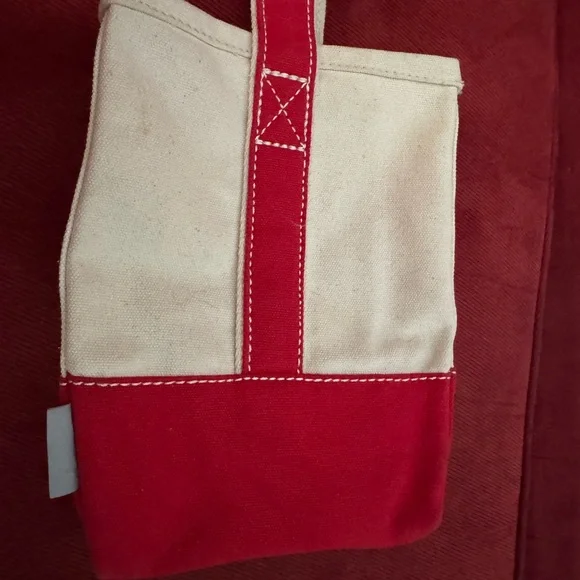 Lands' End Red and Cream Wine Tote - Picture 3 of 6